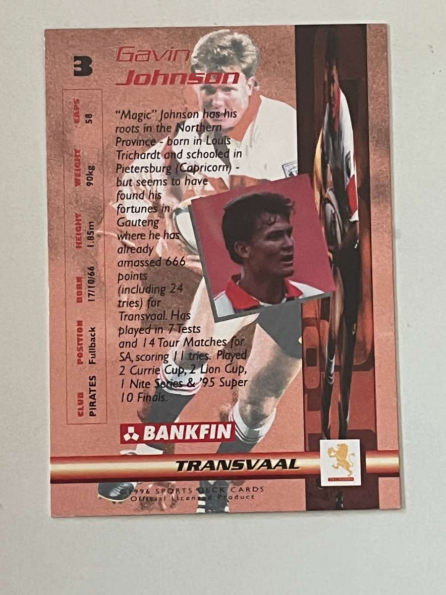 Rugby Card - *SIGNED* Gavin Johnson 1996 Sports Deck Rugby Card