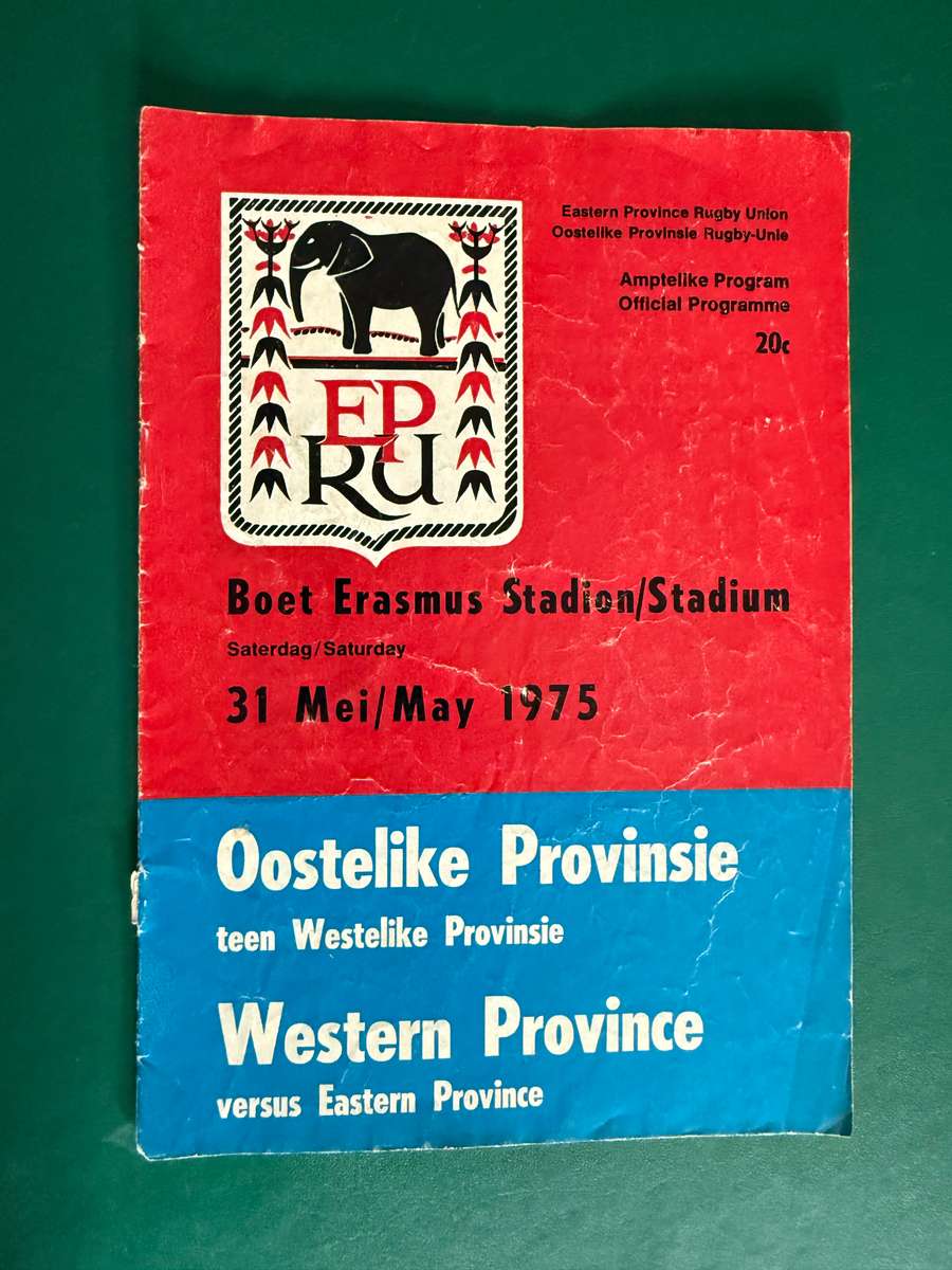 Rugby Programme - Eastern-Province vs Western-Province 31/05/1975