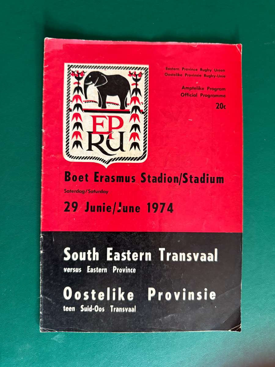 Rugby Programme - Eastern Province vs South-Eastern Transvaal 29/06/1974