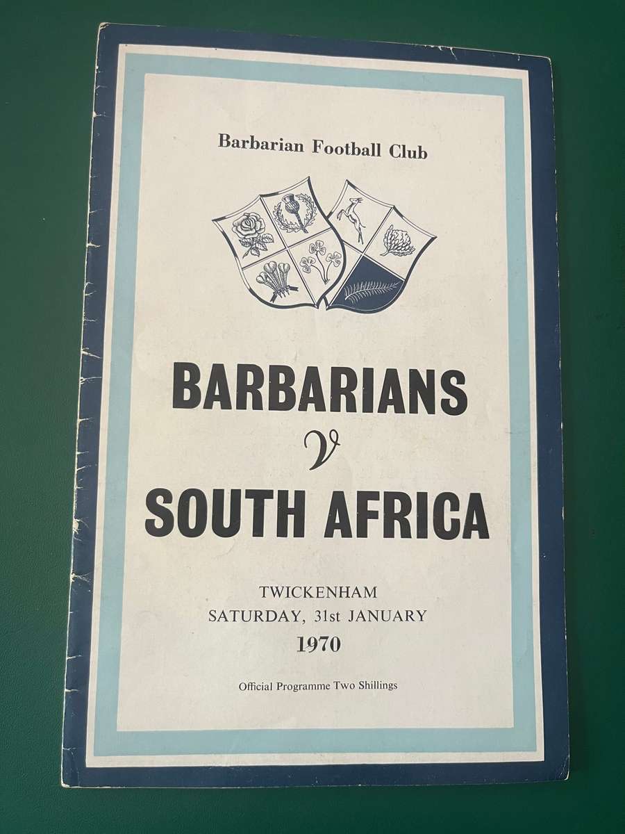 Rugby Programme - South-Africa vs Barbarians 31/01/1970 (Twickenham)