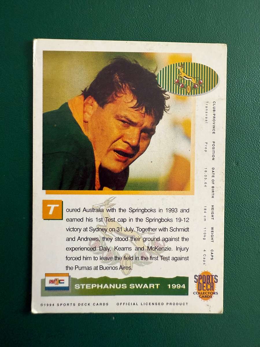 Rugby Cards - 6 * 1994 Sports Deck Rugby Cards