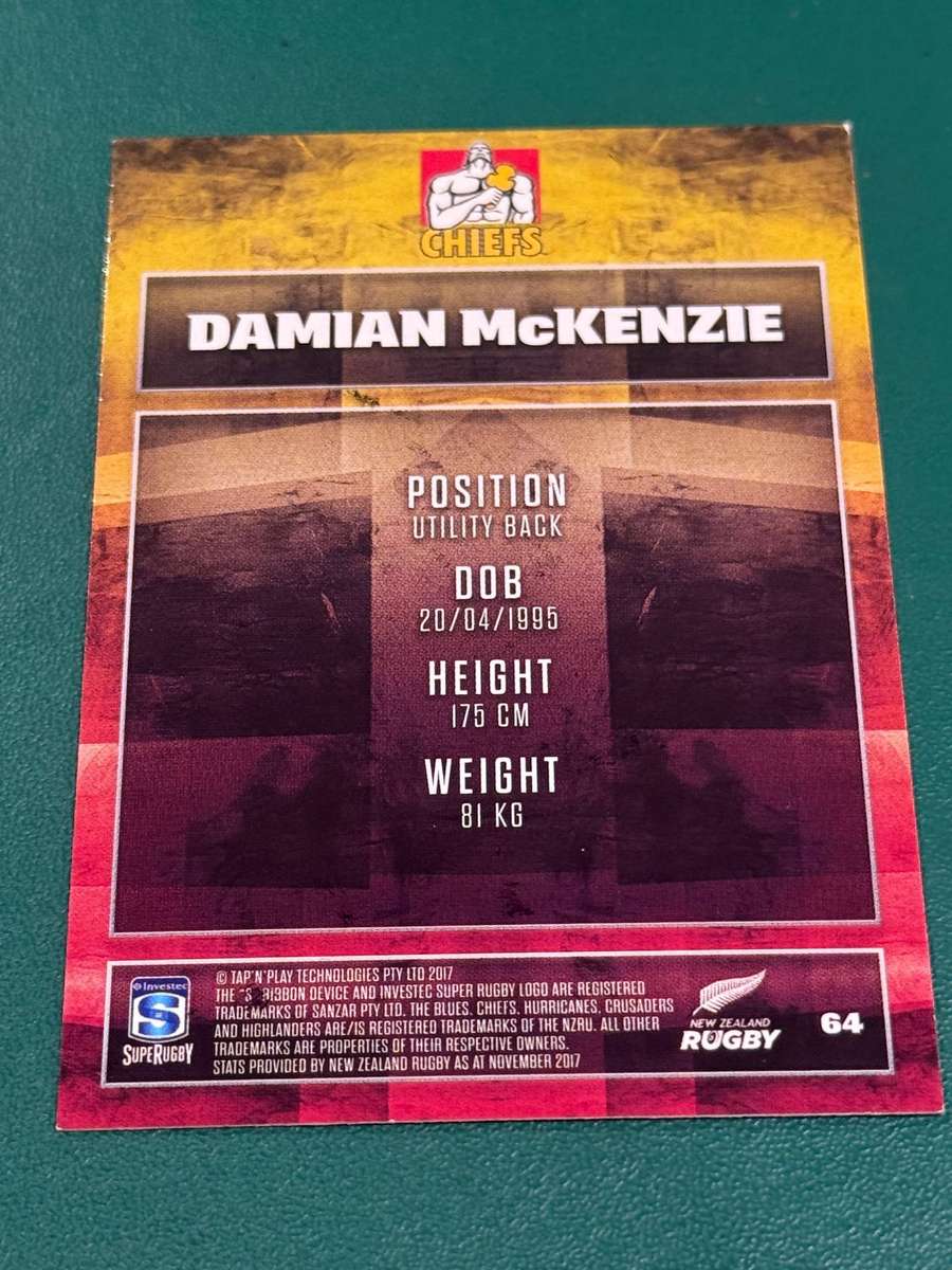 Rugby Card - *SIGNED* Damian Mckenzie 2017 NZ Tap and Play Rugby Card