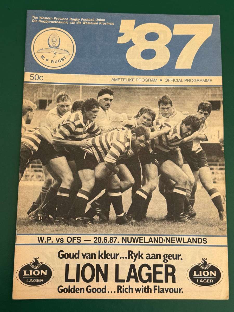 Rugby Programme - Western-Province vs Free State 20/06/1987