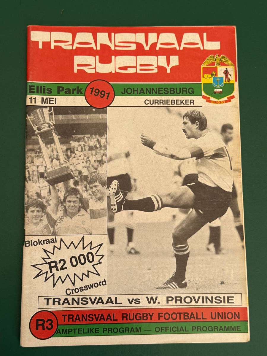 Rugby Programme - Transvaal vs Western-Province 11/05/1991