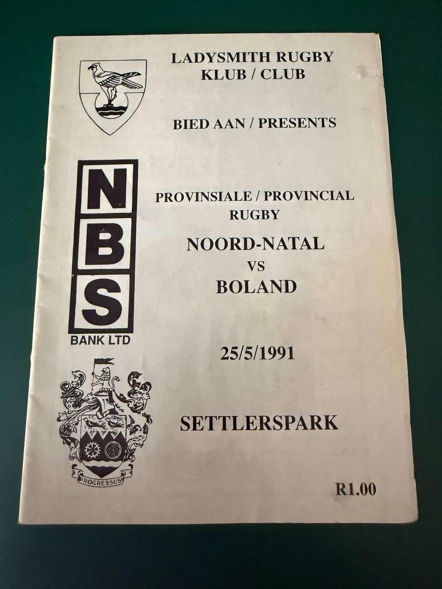 Rugby Programme - Noord Natal vs Boland 25/05/1991