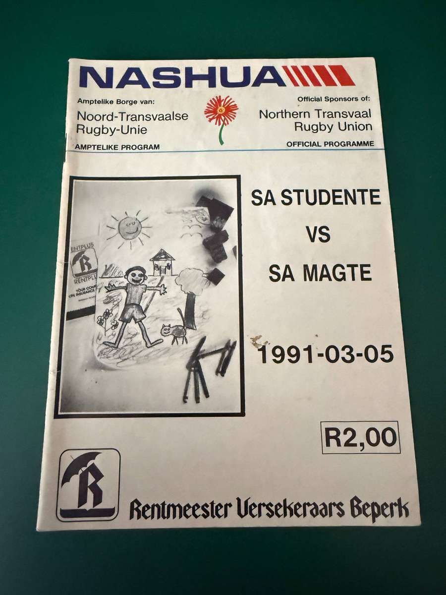 Rugby Programme - SA Students vs SA Defence 03/05/1991