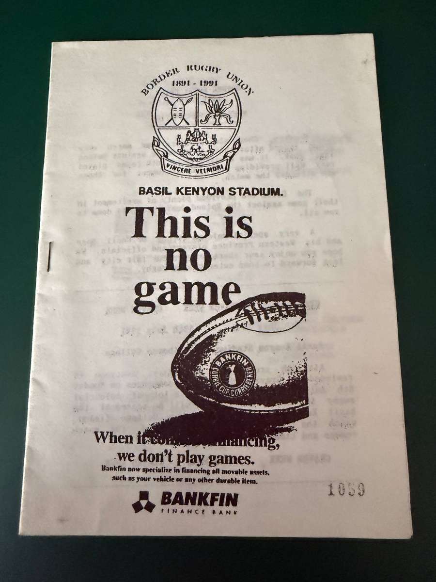 Rugby Programme - Border vs Western-Province A 29/06/1991