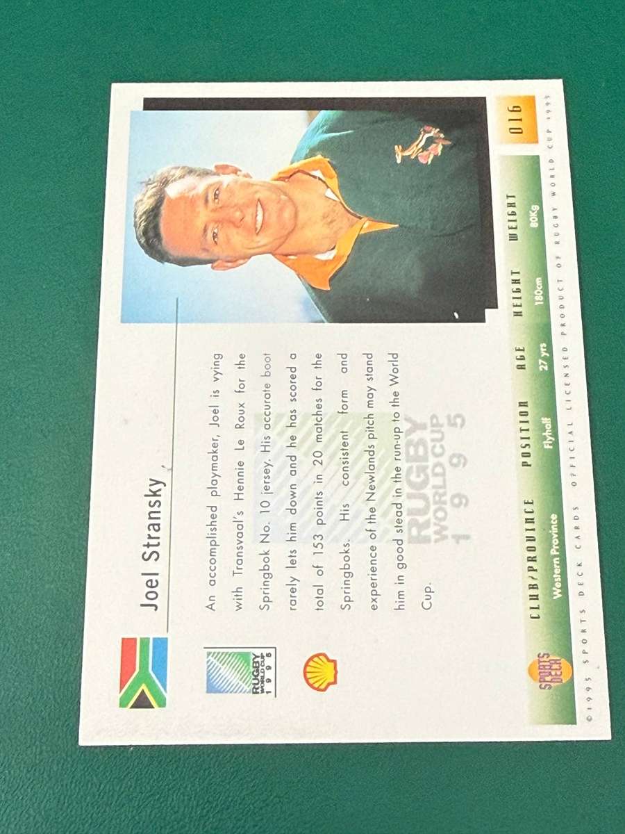 Rugby Card - *SIGNED* Joel Stransky 1995 Sports Deck Rugby Card