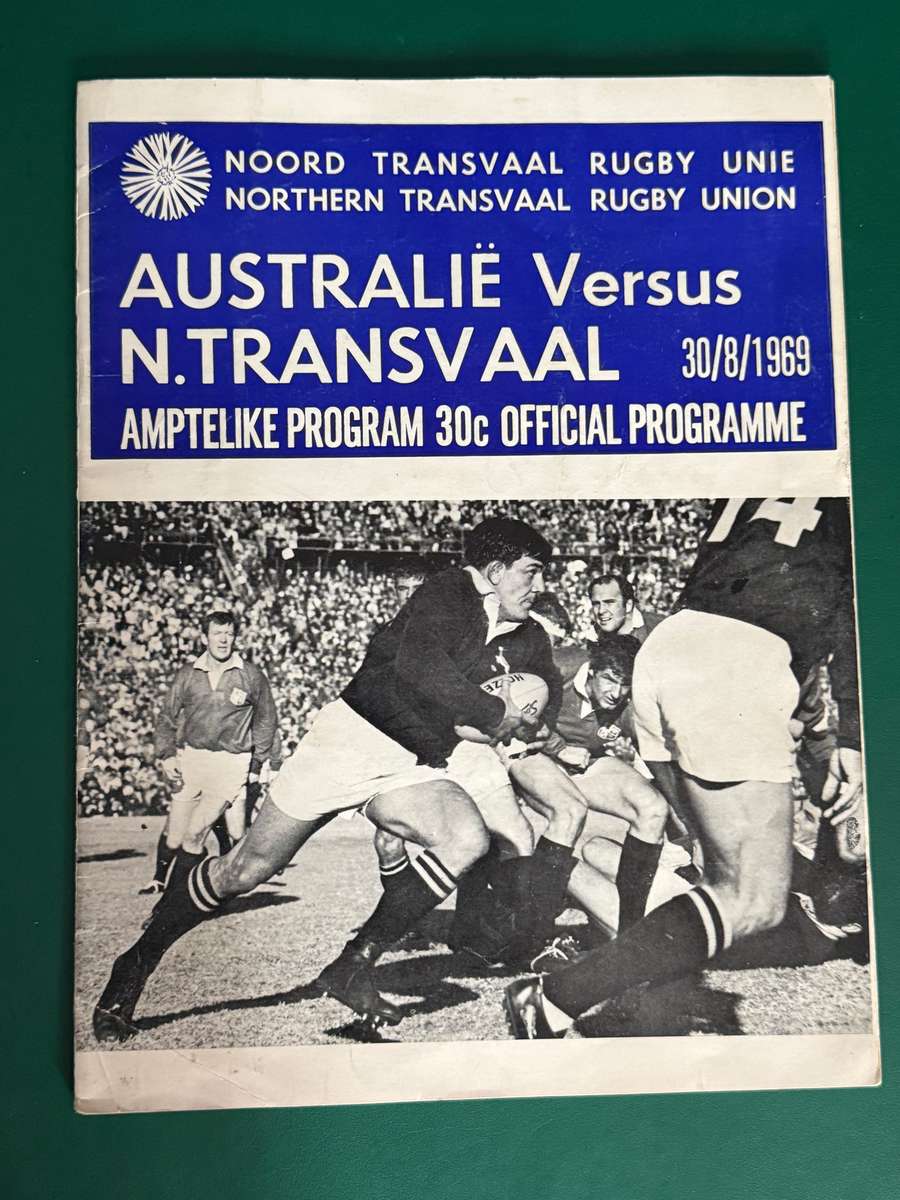 Rugby Programme - *TOUR* Northern-Transvaal vs Australia 30/08/1969