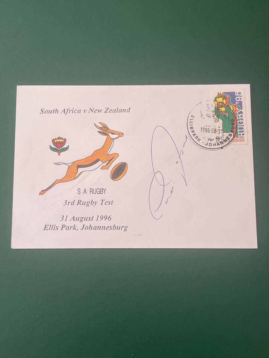 Rugby - *SIGNED* First Day Cover/FDC South-Africa vs All Blacks 31/08/1996