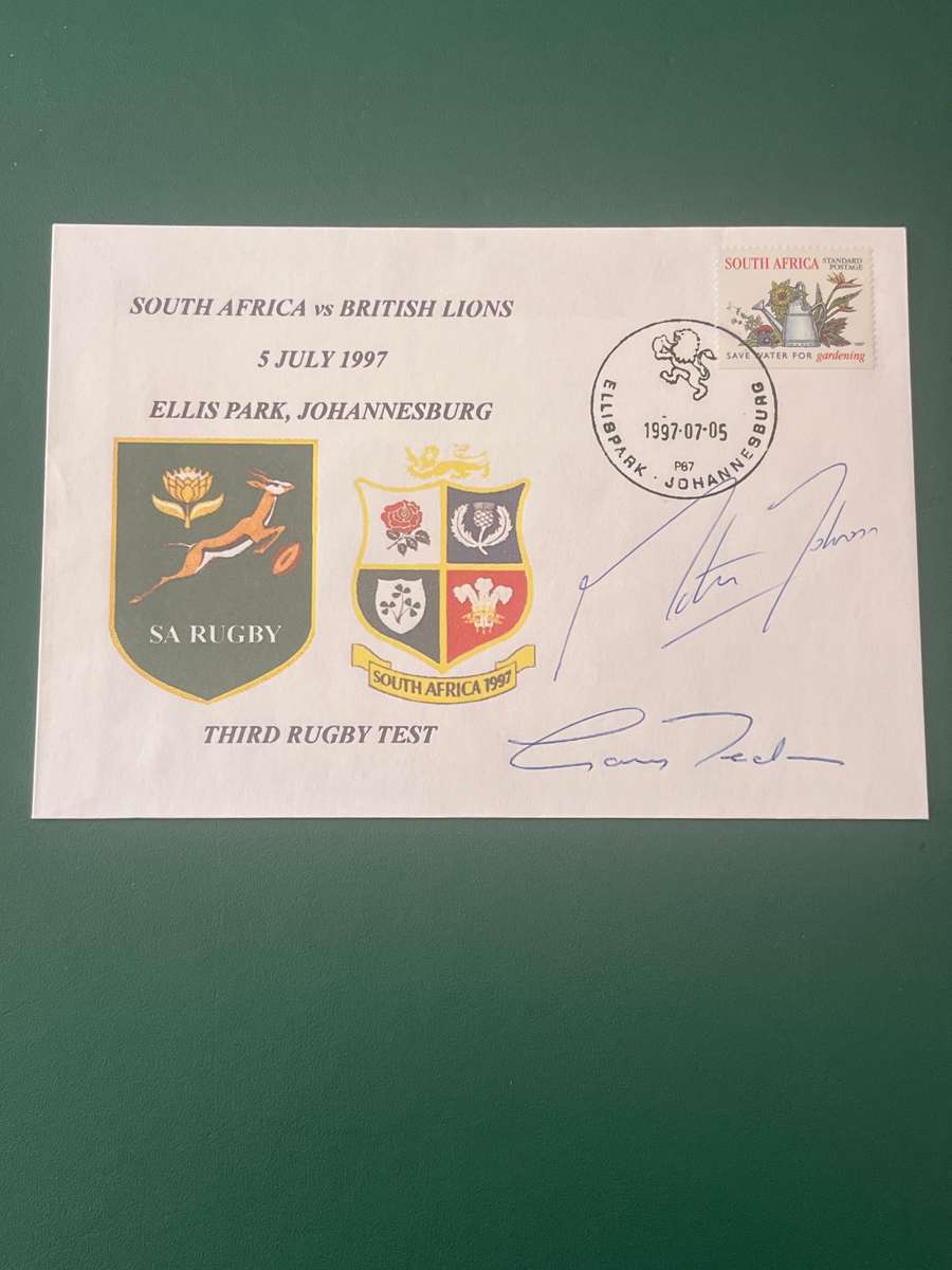 Rugby - *SIGNED* First Day Cover/FDC South-Africa vs British Lions 05/07/1997