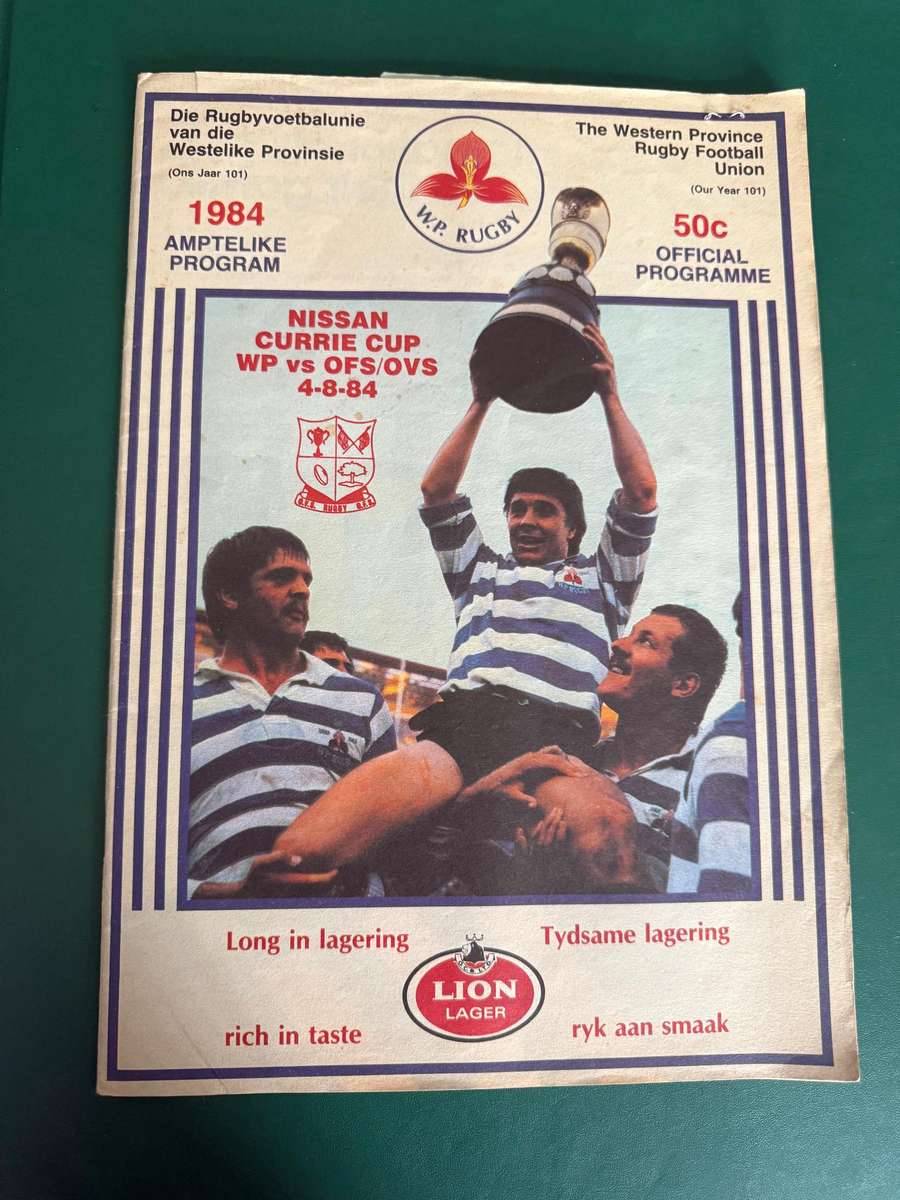 Rugby Programme - Western Province vs Free State 04/08/1984