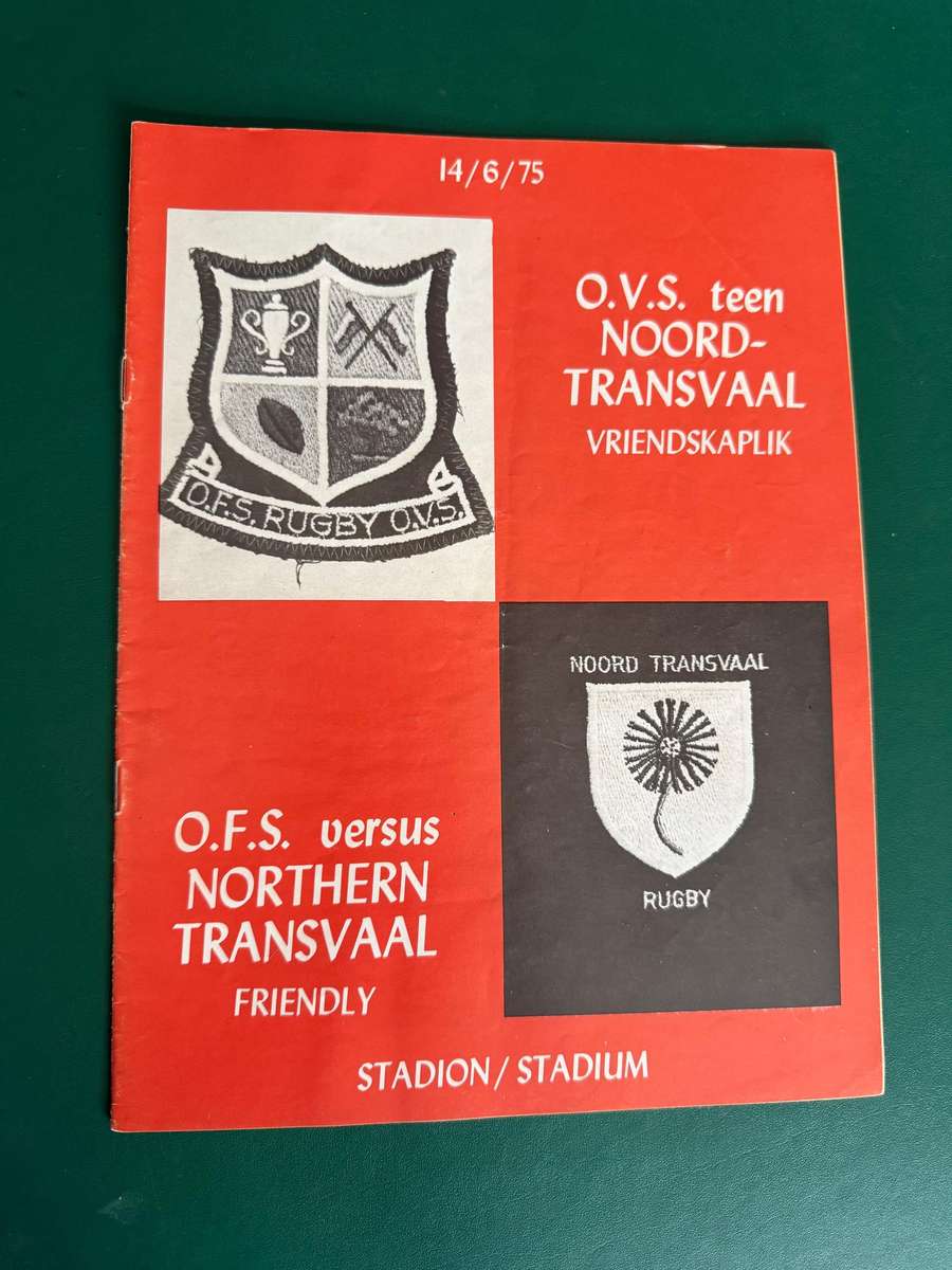 Rugby Programme - Free State vs Northern-Transvaal 14/06/1975