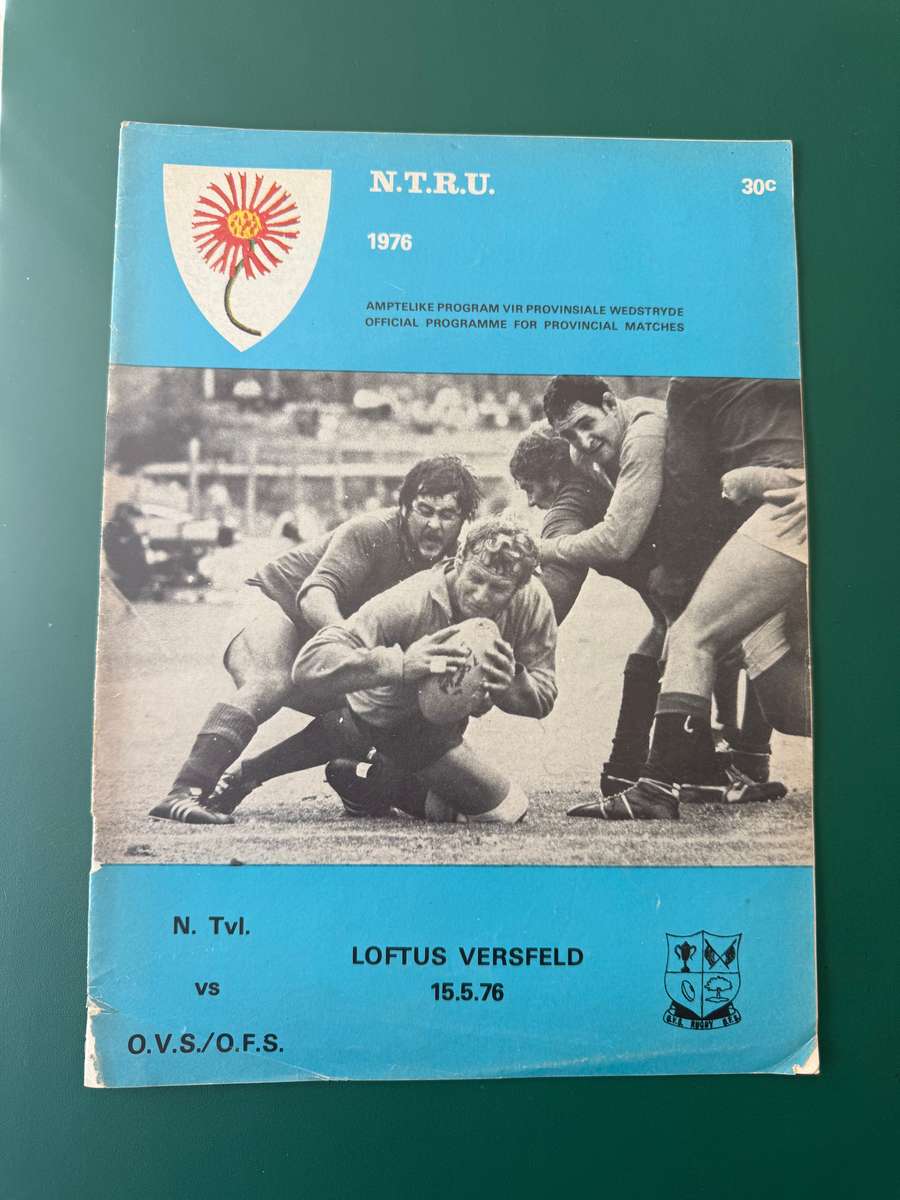 Rugby Programme - Northern-Transvaal vs Free State 15/05/1976