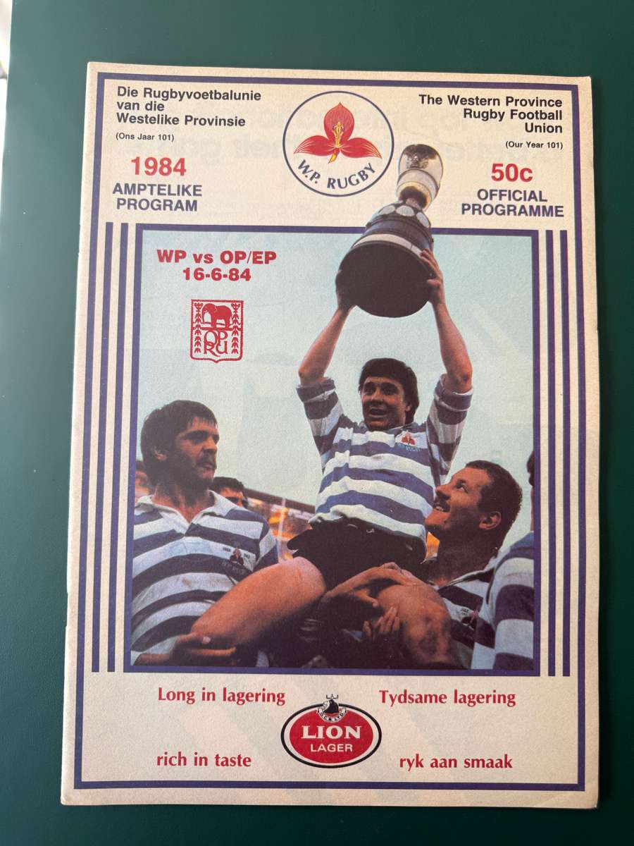 Rugby Programme - Western-Province vs Eastern Province 16/06/1984