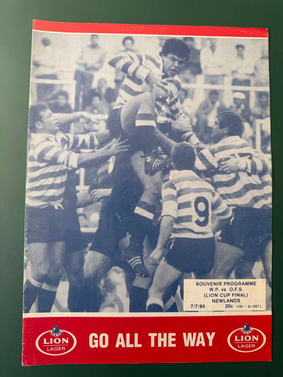 Rugby Programme - *LION CUP FINAL* Western-Province vs Free State (Baumgarten) 07/07/1984