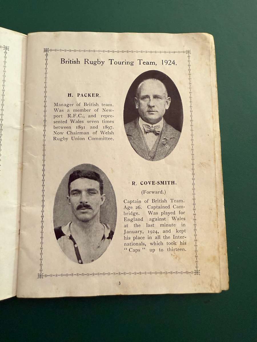 Rugby Itinerary/Souvenir - British Rugby Tour 1924