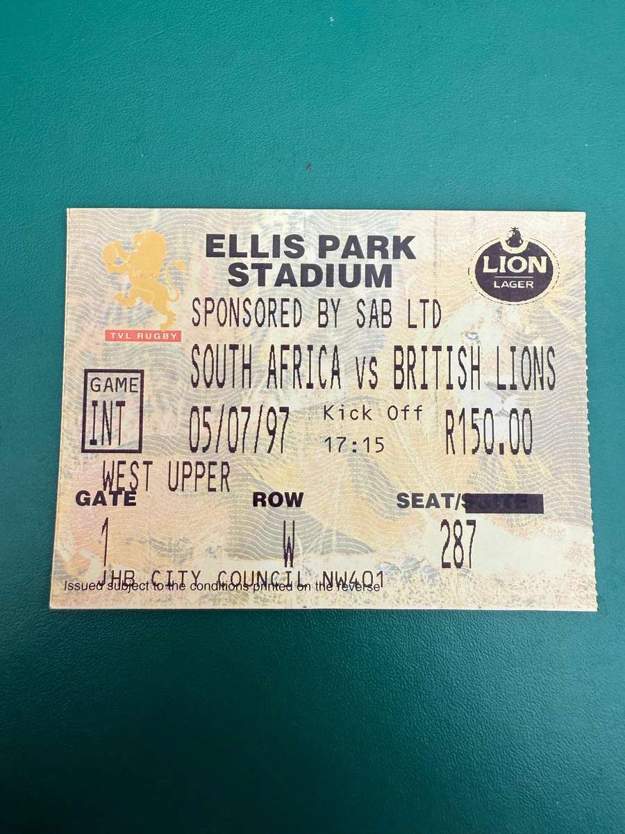 Rugby Ticket - South-Africa vs British Lions 05/07/1997