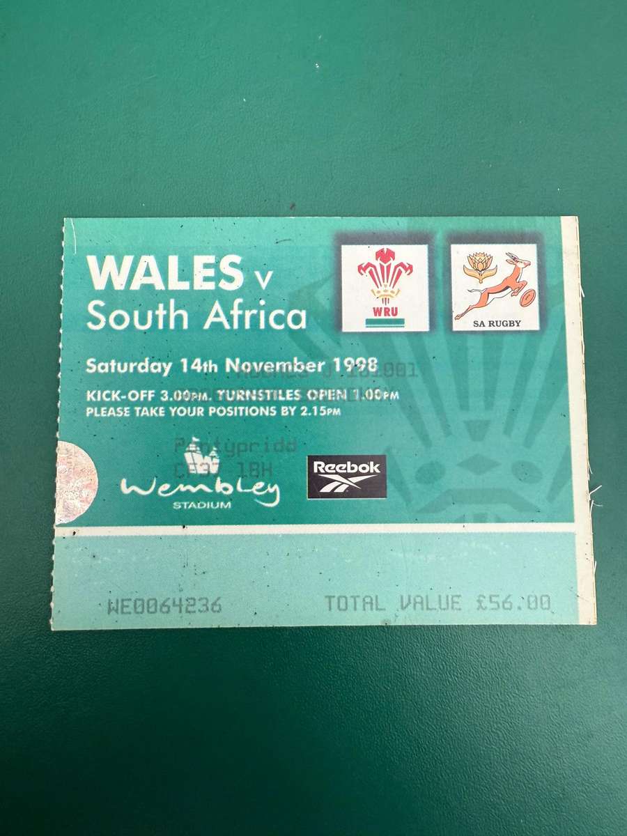 Rugby Ticket - South-Africa vs Wales 14/11/1998