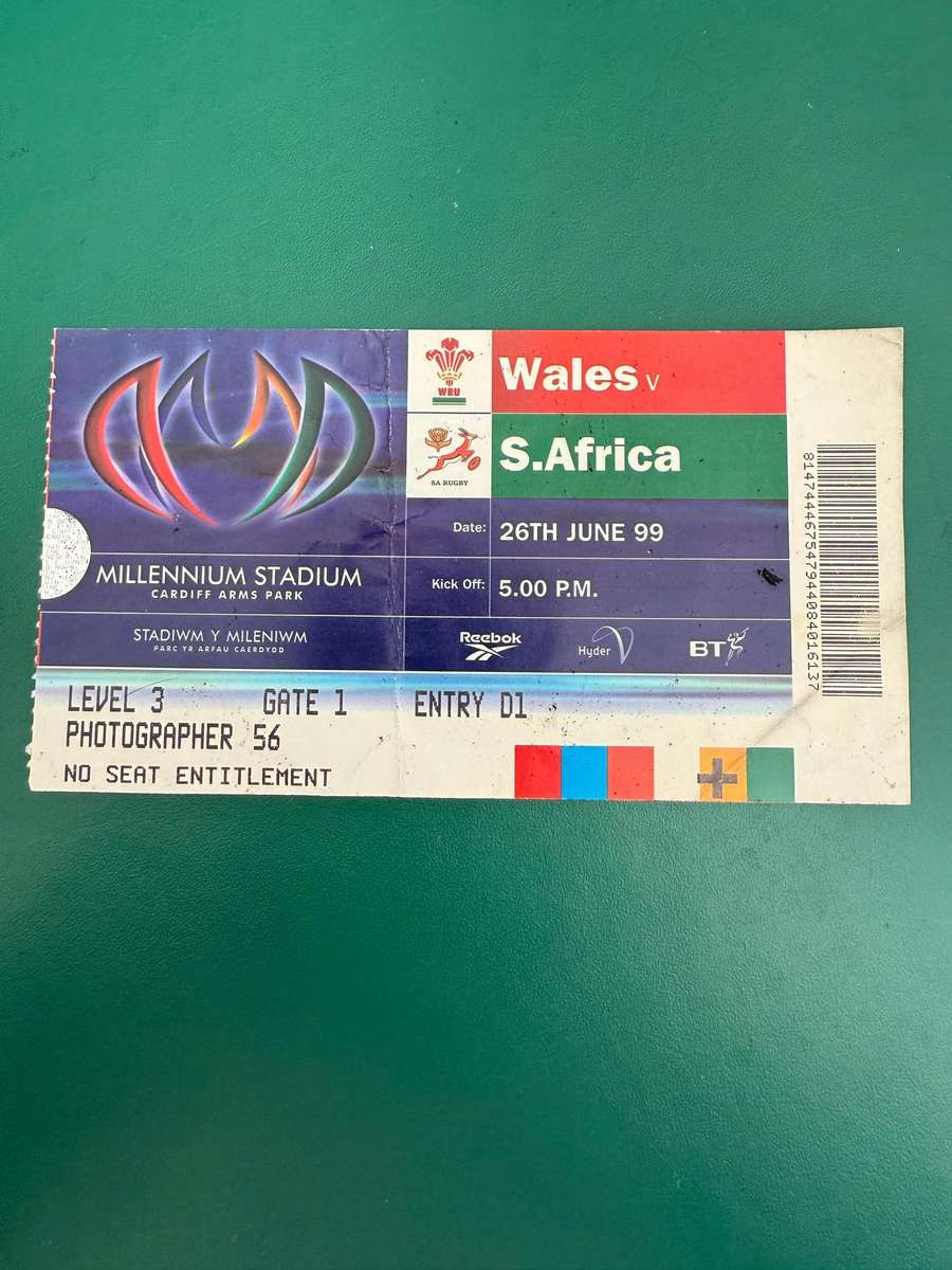 Rugby Ticket - South-Africa vs Wales 26/06/1999