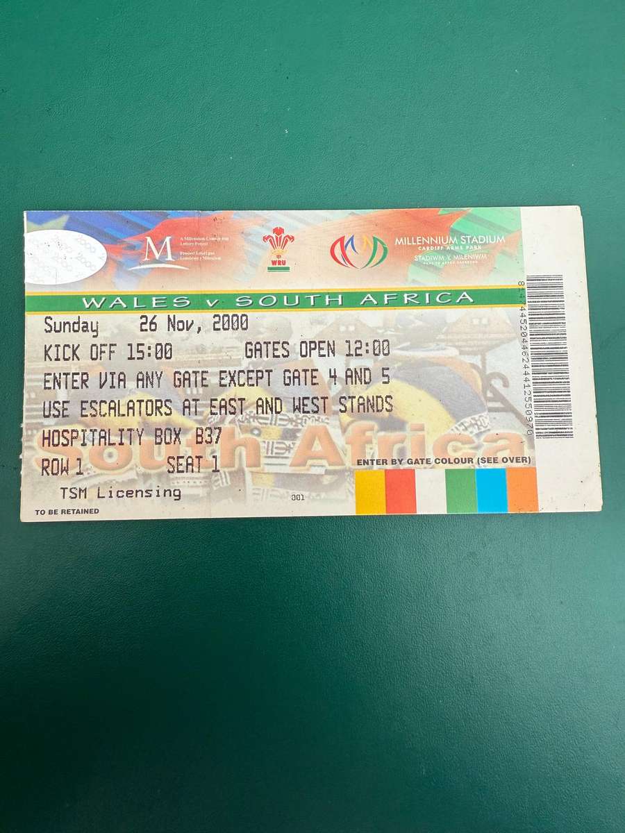 Rugby Ticket - South-Africa vs Wales 26/11/2000