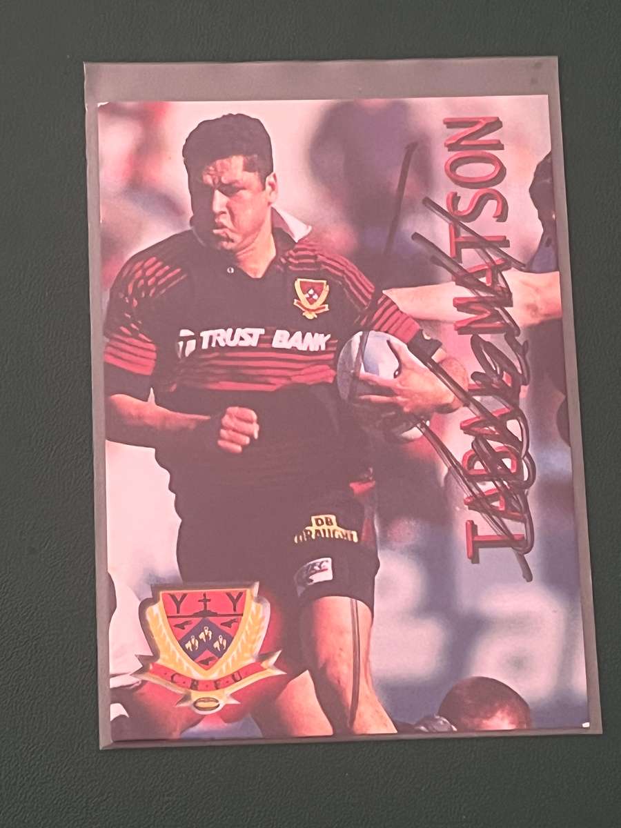 Rugby card - *SIGNED* Tabai Matson 1996 Card Crazy Authentics Rugby Card