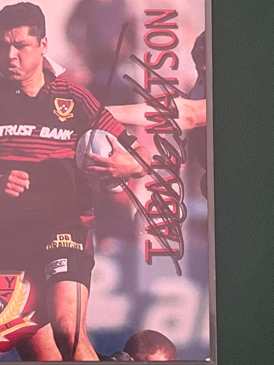 Rugby card - *SIGNED* Tabai Matson 1996 Card Crazy Authentics Rugby Card