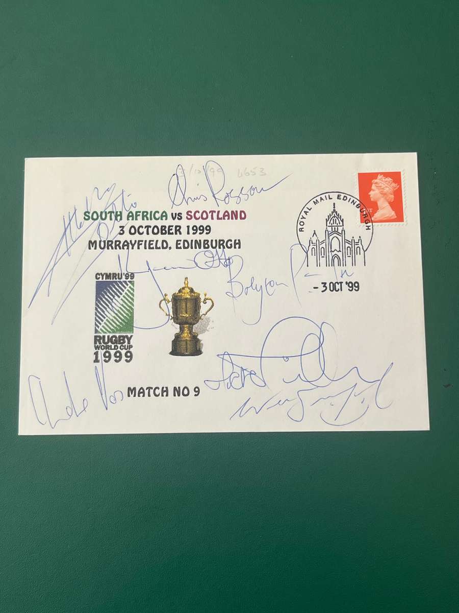 Rugby - *SIGNED* FDC/First Day Cover South-Africa vs Scotland 03/10/1999