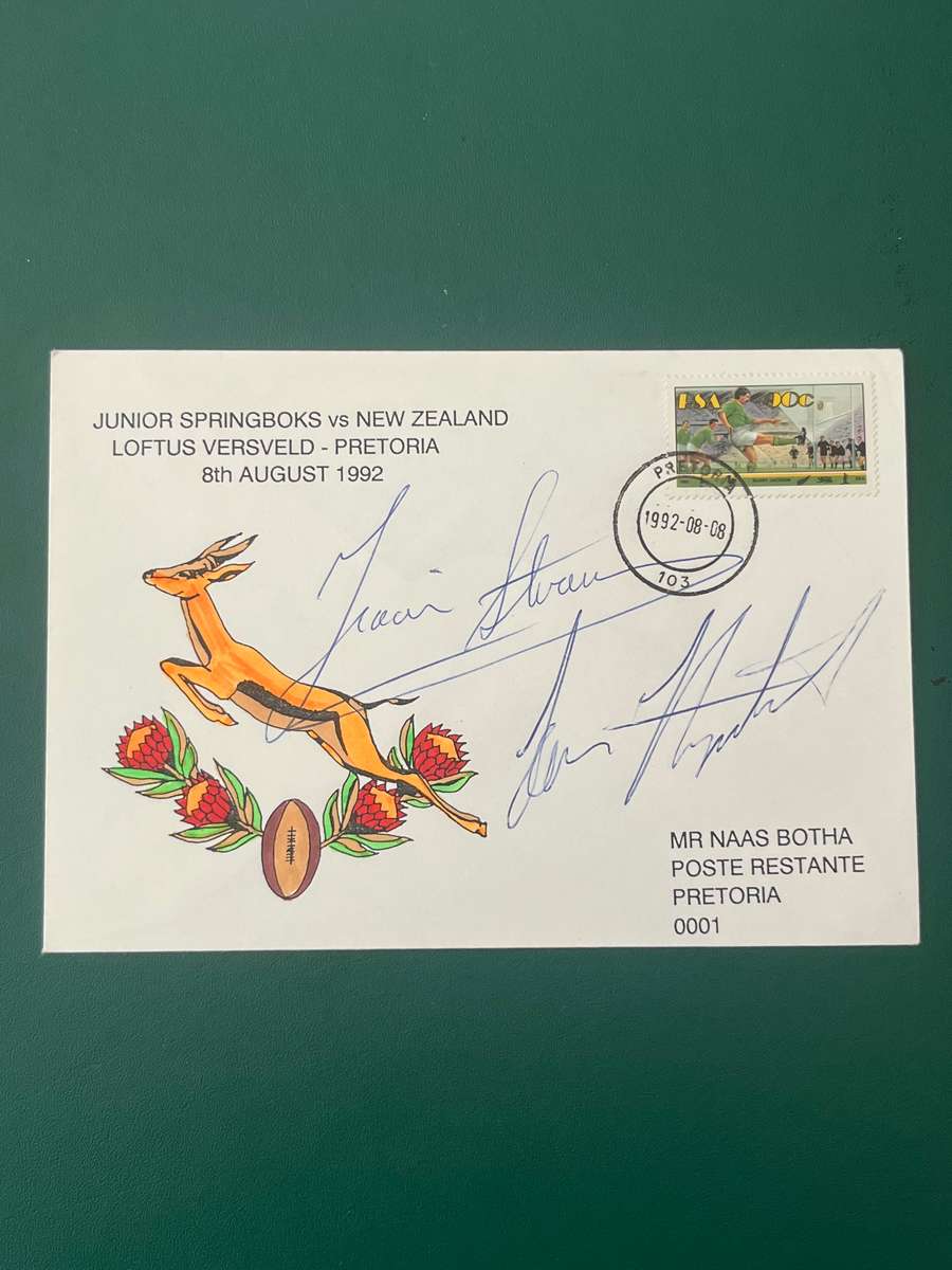 Rugby - *SIGNED* FDC/First Day Cover Junior Springboks vs All Blacks 08/08/1992