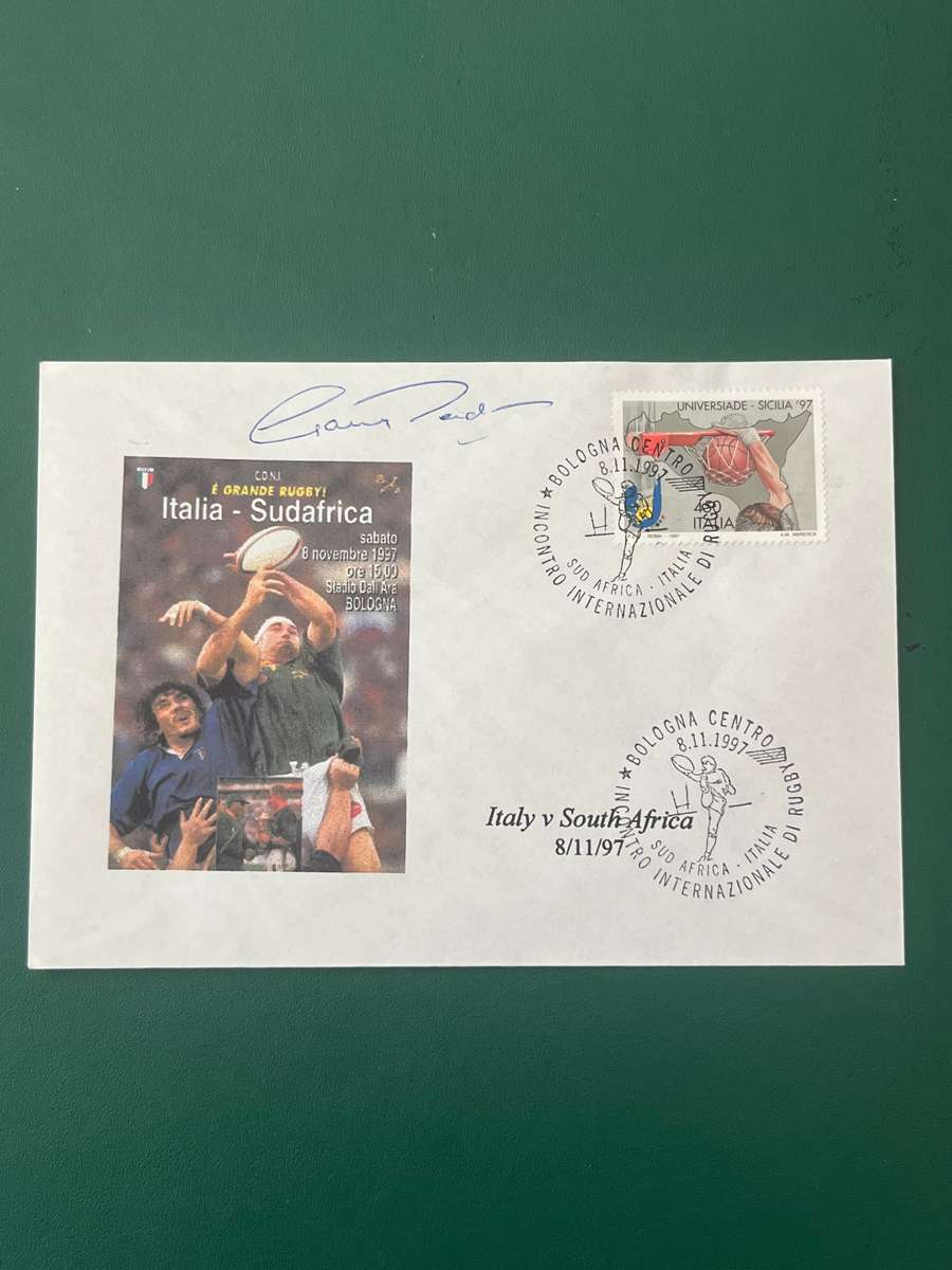 Rugby - *SIGNED* FDC/First Day Cover Italy vs South-Africa 09/11/1997