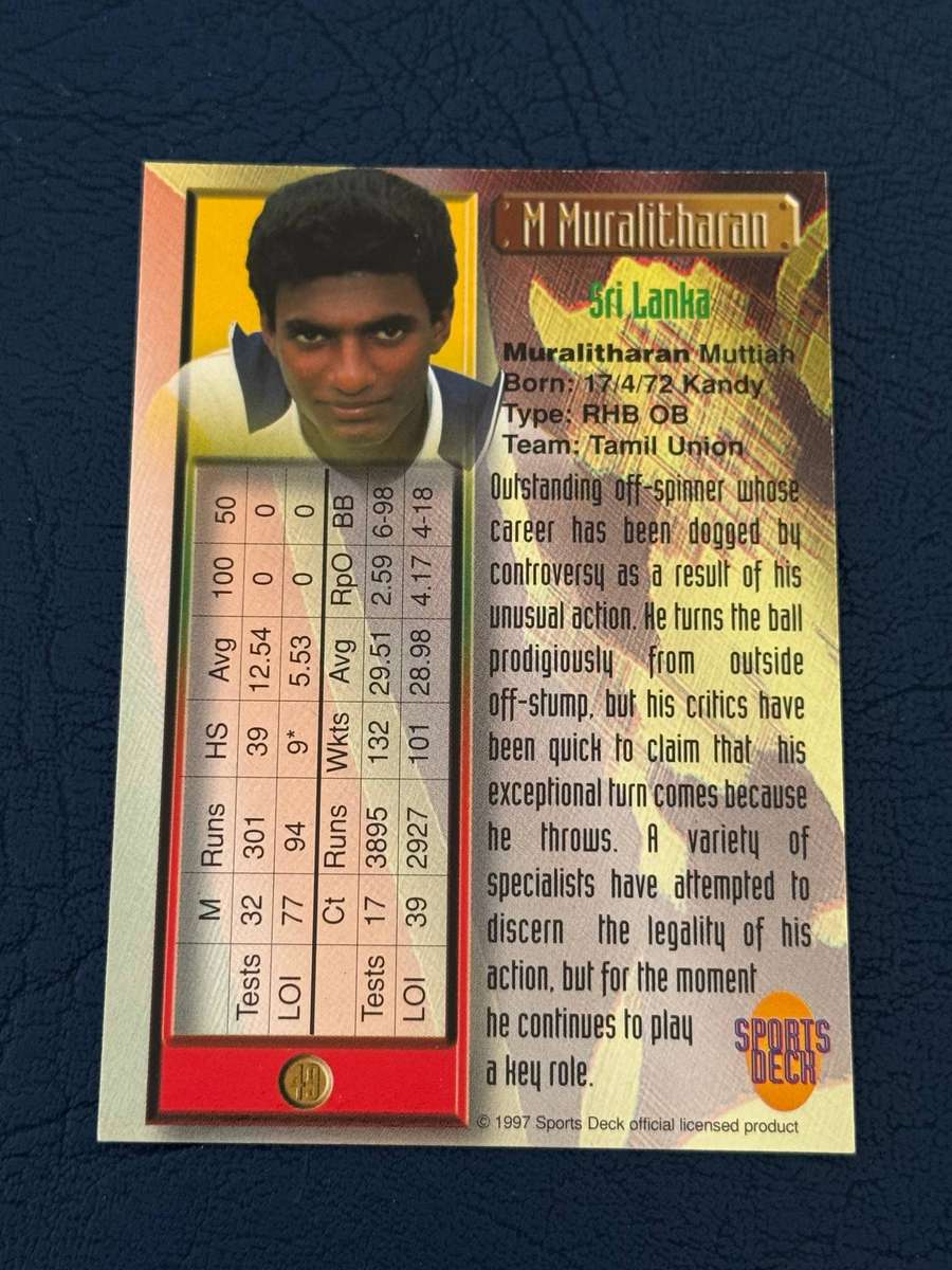 Cricket Card - *SIGNED* Muttiah Muralitharan 1997 Sports Deck Cricket Card