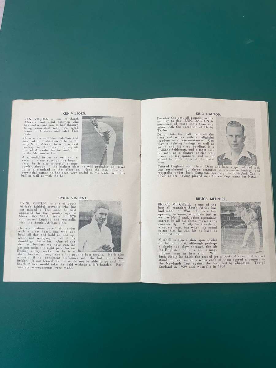 Cricket Itinerary - South-Africa tour of England 1935