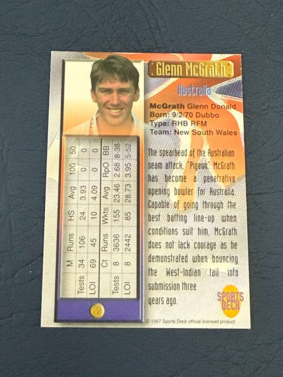 Cricket Card - *SIGNED* Glenn Mcgrath 1997 Sports Deck Cricket Card