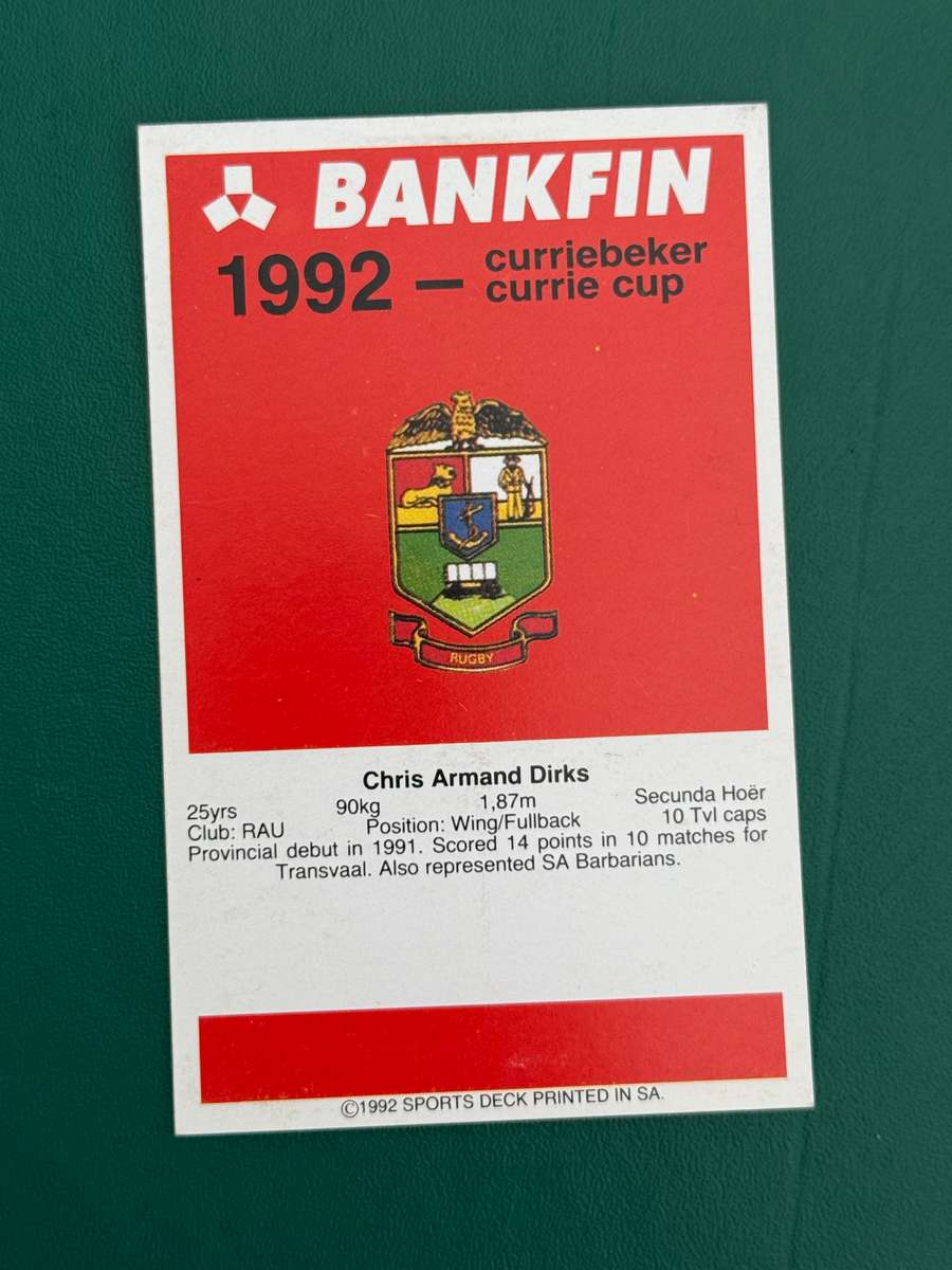 Rugby Card - Chris Dirks 1992 Sports Deck Rugby Card Nr98