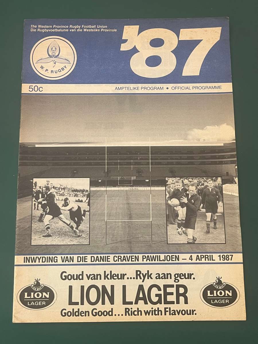 Rugby Programme - Six Test Unions (Inauguration of the Danie Craven Pavilion) 04/04/1987