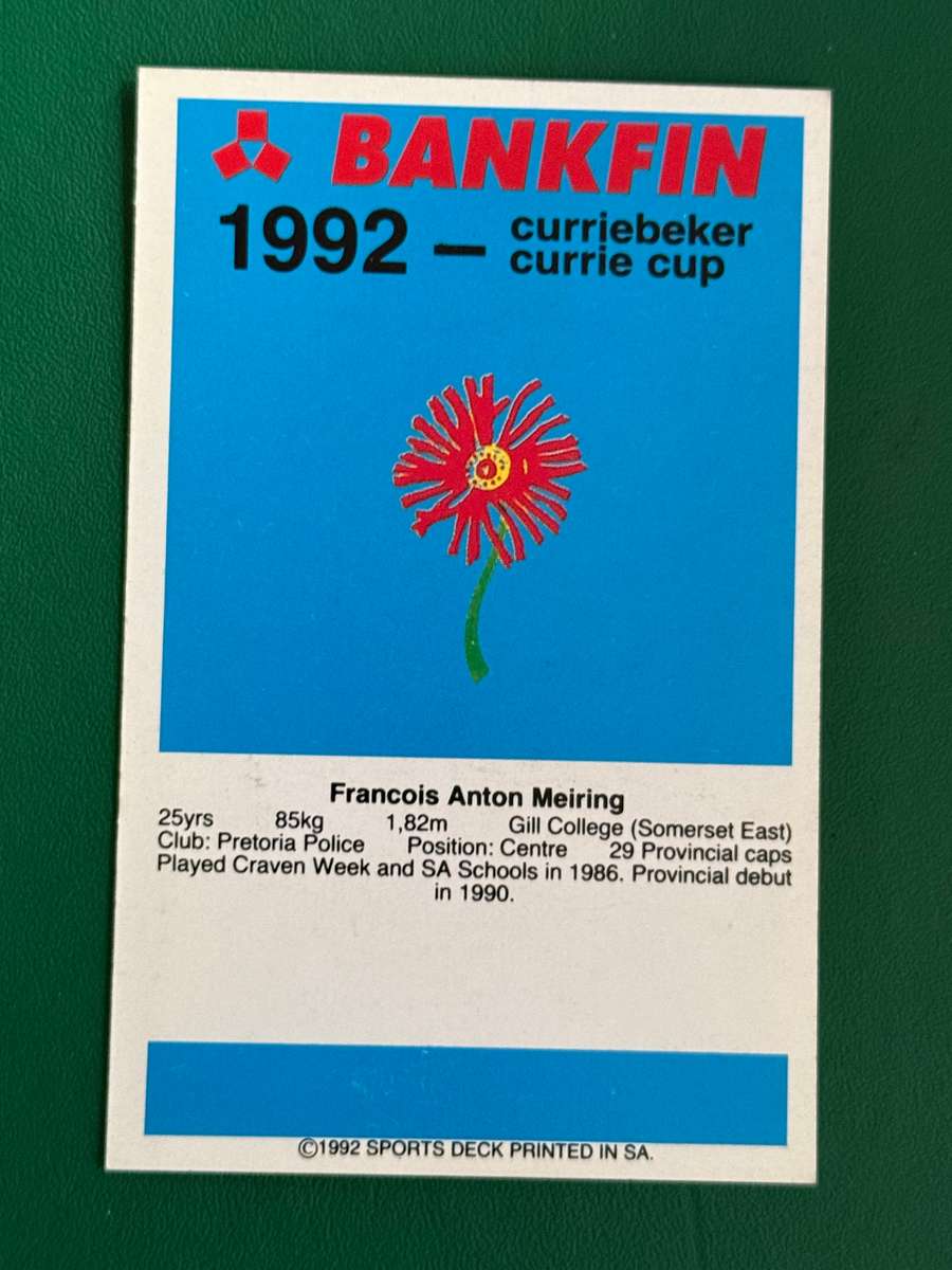Rugby Card - FA Meiring 1992 Sports Deck Rugby Card (Nr109)