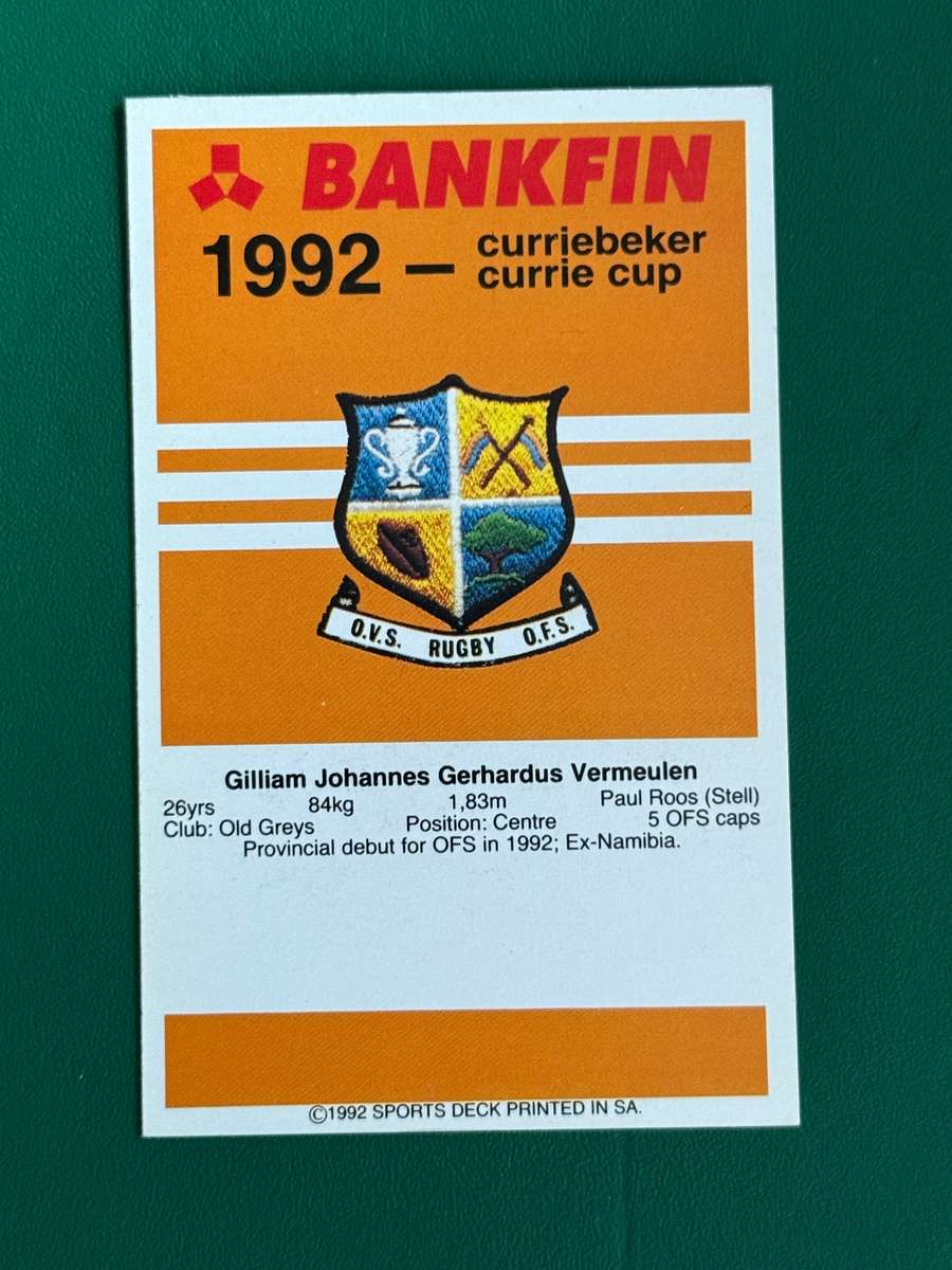 Rugby Card - Gielie Vermeulen 1992 Sports Deck Rugby Card (Nr116)