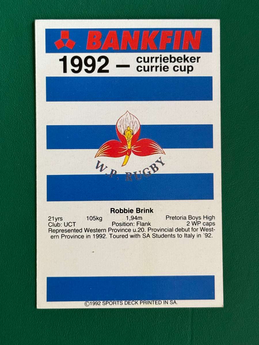 Rugby Card - Robbie Brink 1992 Sports Deck Rugby Card (Nr126)