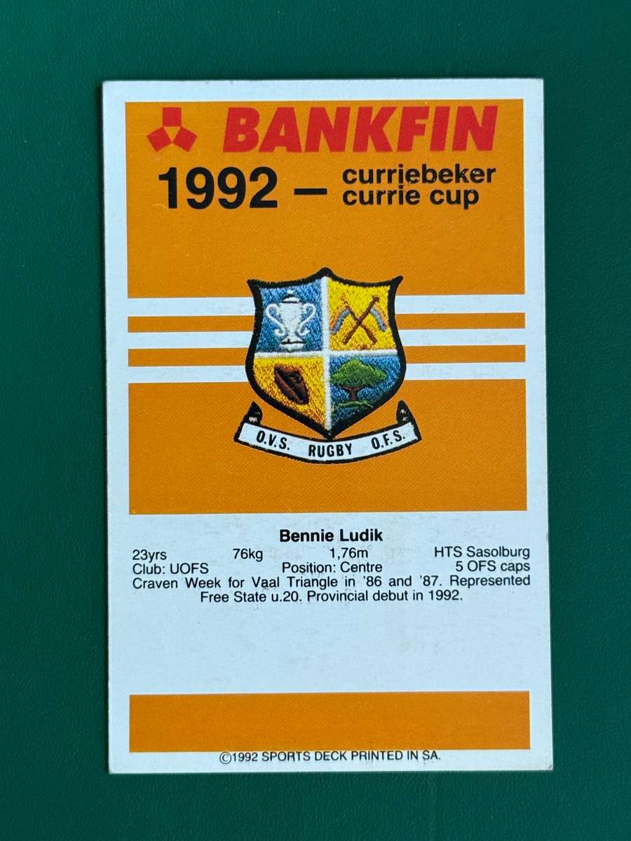 Rugby Card - Ben Erwee Ludik 1992 Sports Deck Rugby Card (Nr127)