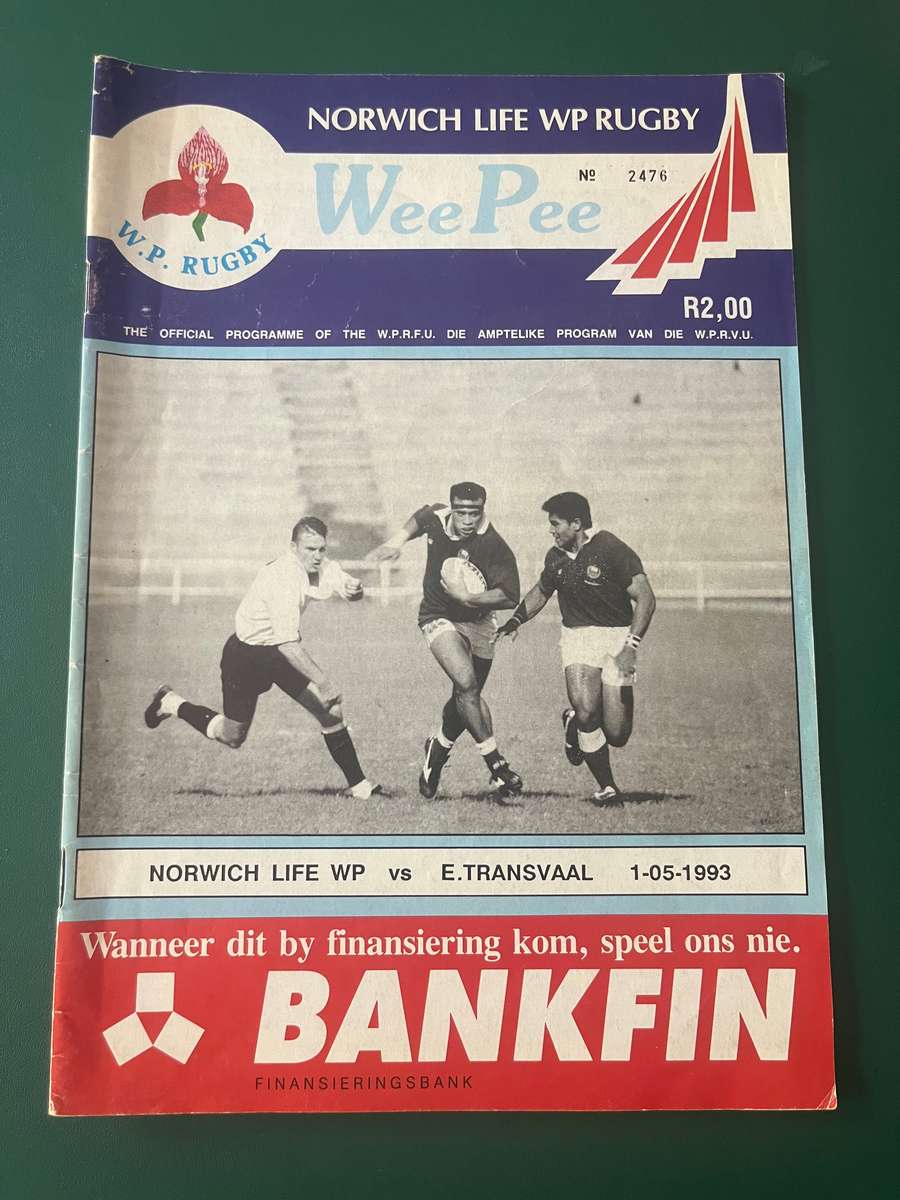 Rugby Programme - Western-Province vs Eastern-Transvaal 01/05/1993