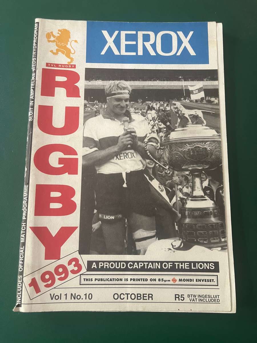 Rugby Programme - Transvaal vs Eastern-Province 2/10/1993