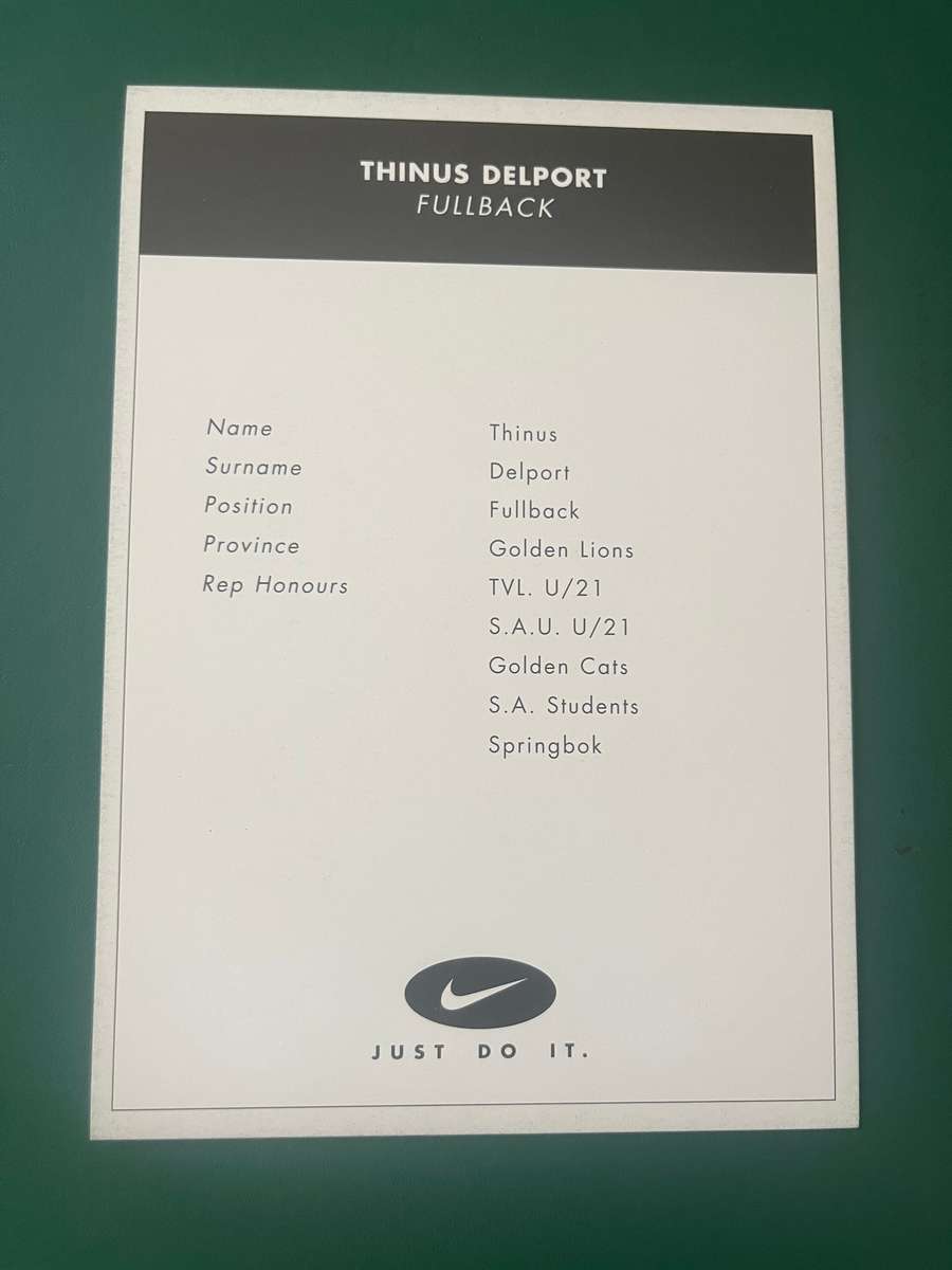 Rugby card - Thinus Delport 1999/2000 Nike Rugby Card