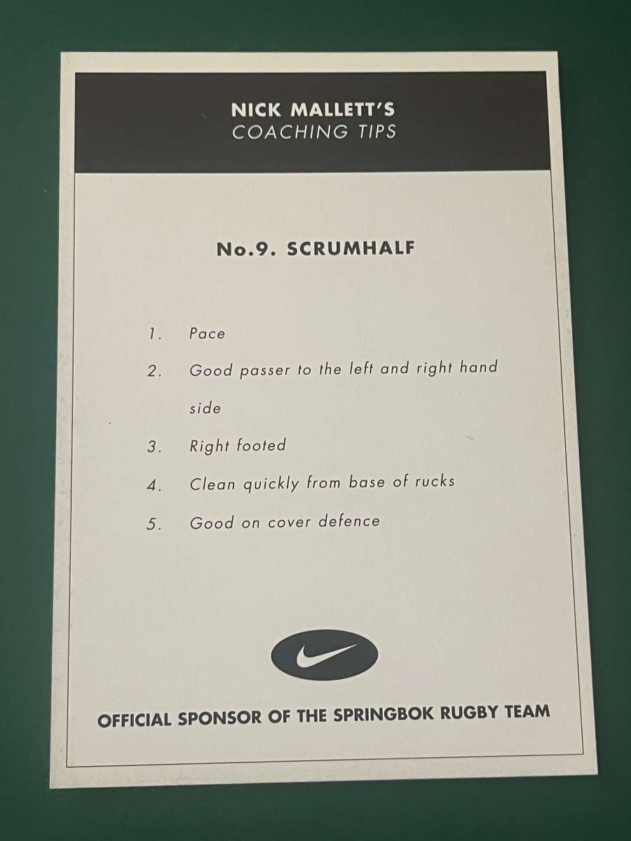 Rugby Card - Joost van der Westhuizen 1999/2000 Nike Rugby Card