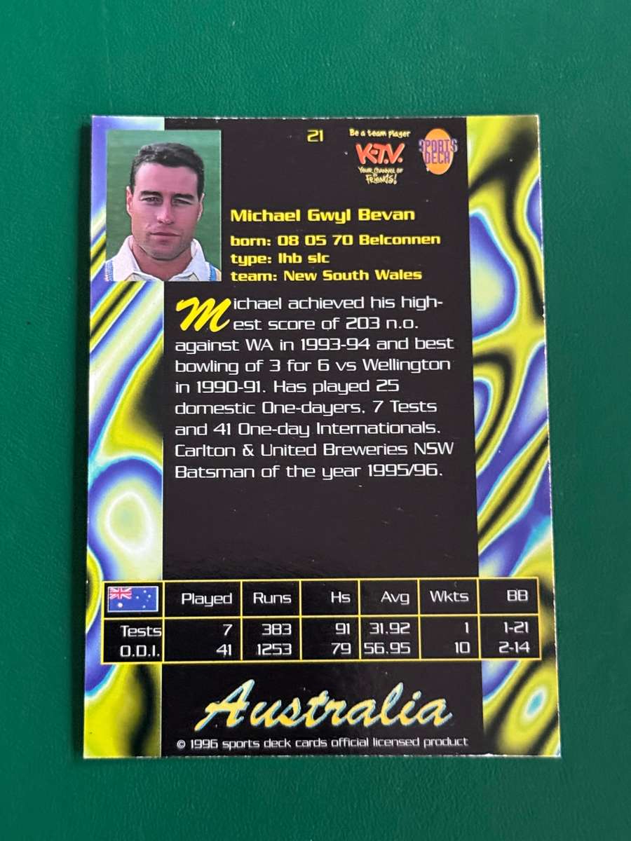 Cricket Card - Michael Bevan 1996 Sports Deck Cricket Card