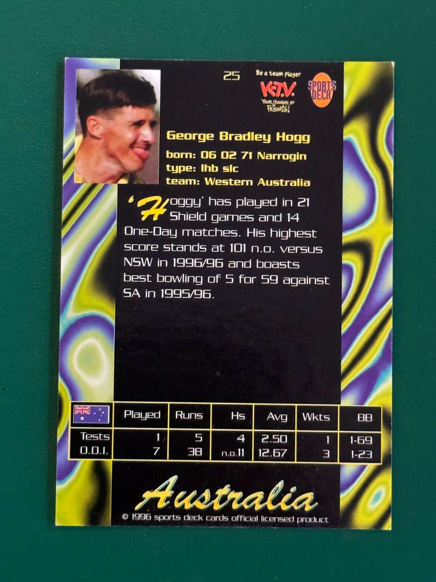 Cricket Card - Brad Hogg 1996 Sports Deck Cricket Card