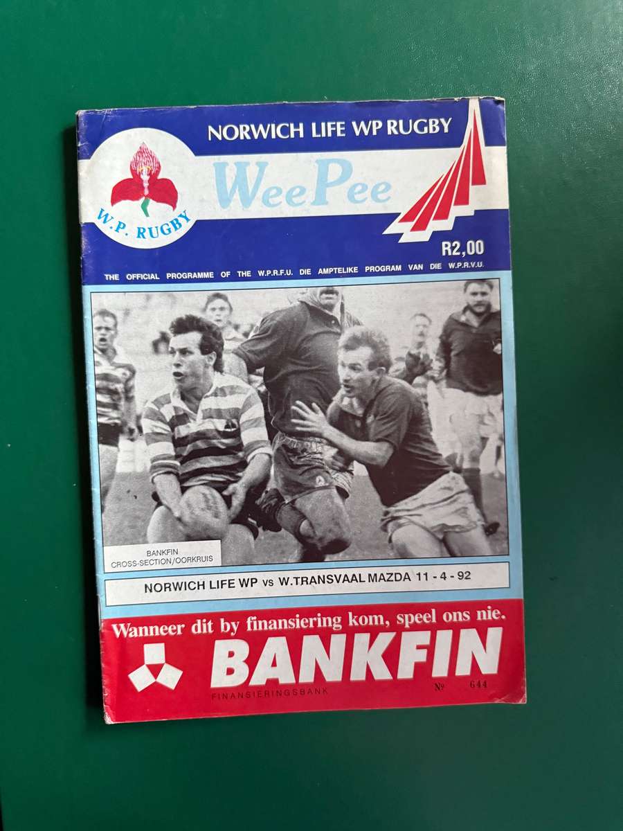 Rugby Programme - Western-Province vs Transvaal 11/04/1992