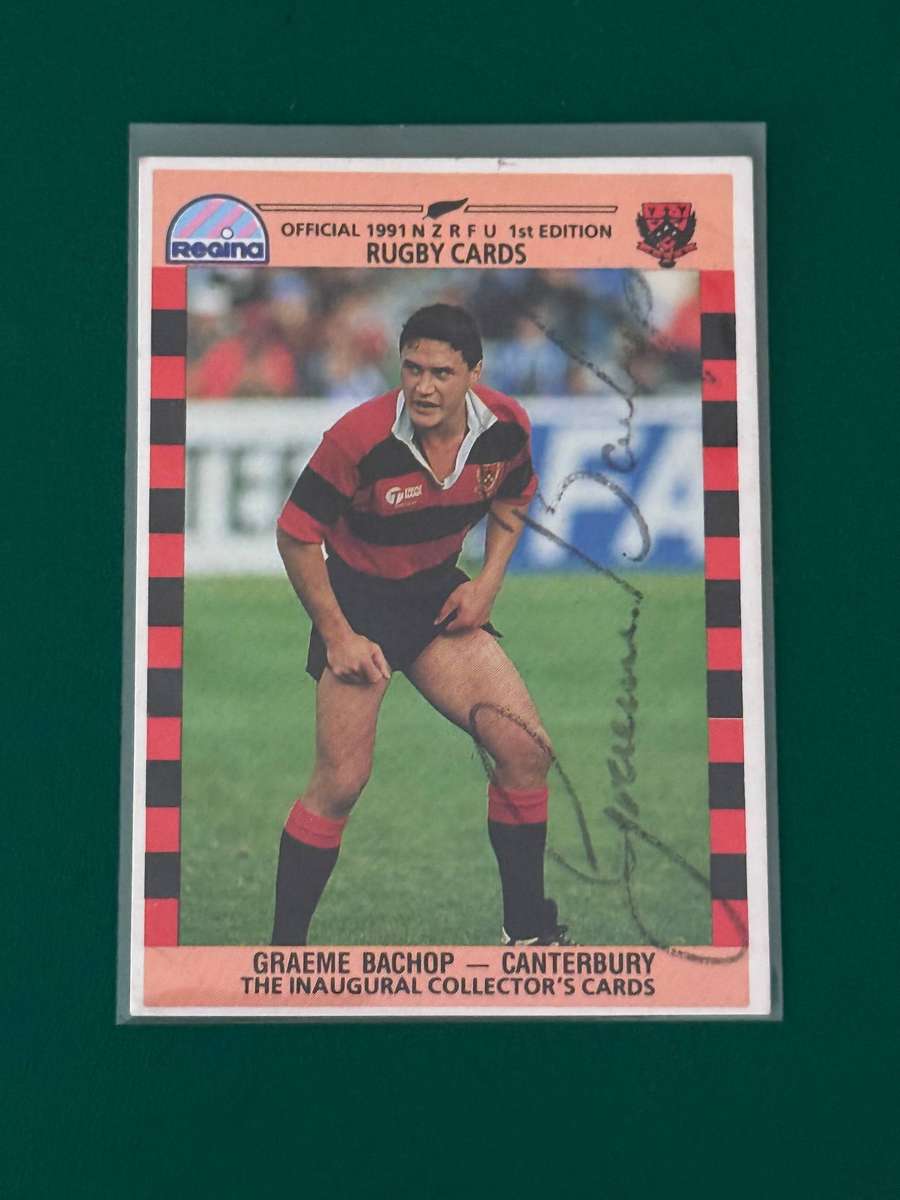 Rugby Card - *SIGNED* Graeme Bachop 1991 Regina NZRFU 1st Edition Rugby Card