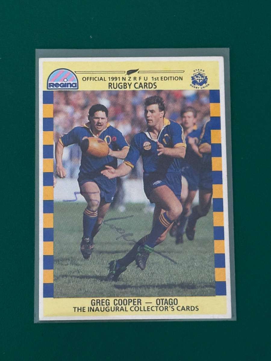 Rugby Card - *SIGNED* Greg Cooper 1991 Regina NZRFU 1st Edition Rugby Card