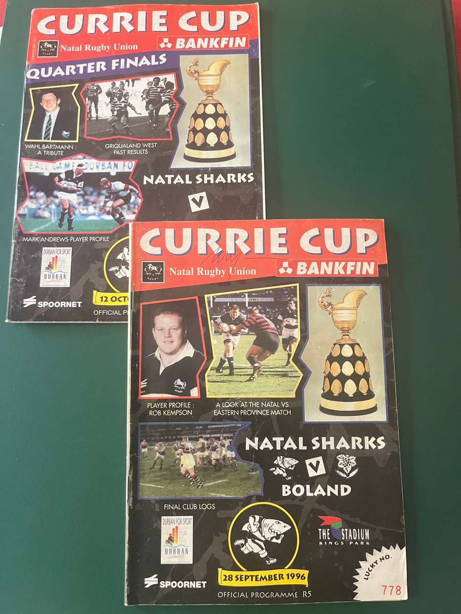 Rugby Programmes - 2 * Natal 1996 Rugby Programmes (Vs Boland and vs Griquas)