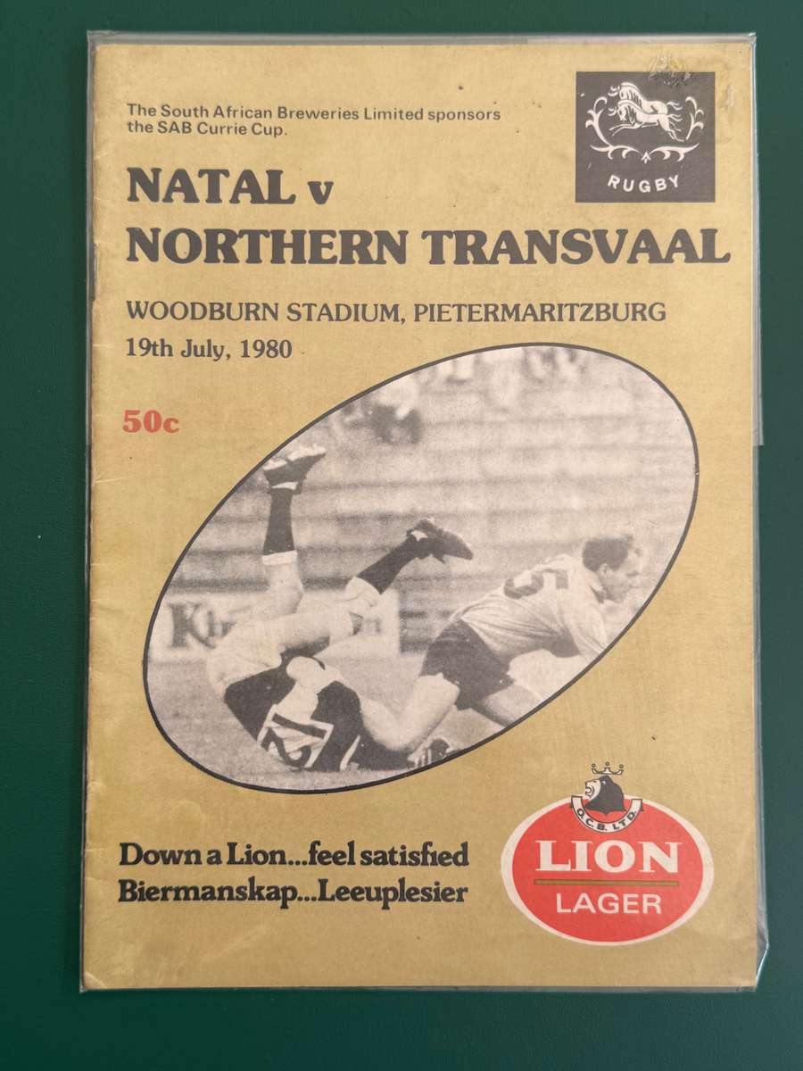 Rugby Programme - Natal vs Northern-Transvaal 19/07/1980